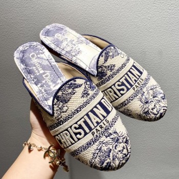 디올 오블리크 자수 콘튼 뮬