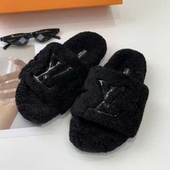 루이비통 파세오 플랫 컴포트 뮬 양털슬리퍼