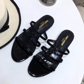 생로랑 카산드라 YSL 로고 스트랩 슬리퍼,뮬