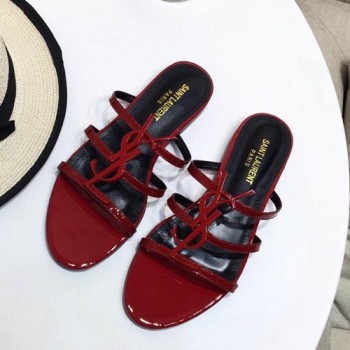 생로랑 카산드라 YSL 로고 스트랩 슬리퍼,뮬