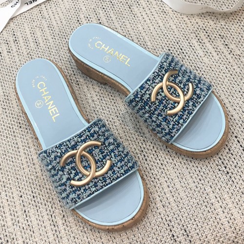 샤넬  트위드 슬리퍼,뮬