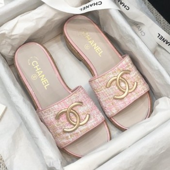 샤넬  트위드 슬리퍼,뮬