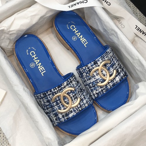 샤넬  트위드 슬리퍼,뮬