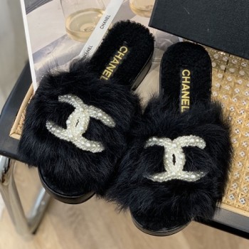 샤넬 CC 시어링 퍼 슬리퍼