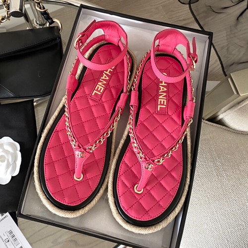 샤넬 CC 체인 램스킨 에스파듀 샌들