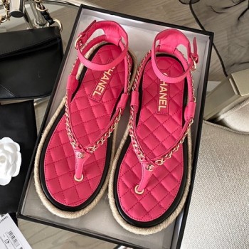 샤넬 CC 체인 램스킨 에스파듀 샌들