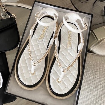 샤넬 CC 체인 램스킨 에스파듀 샌들