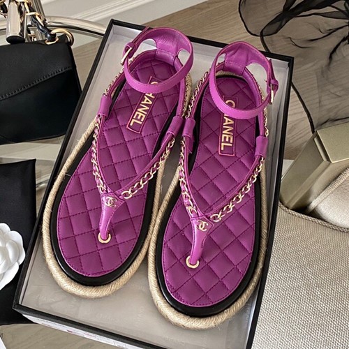 샤넬 CC 체인 램스킨 에스파듀 샌들