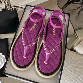 샤넬 CC 체인 램스킨 에스파듀 샌들