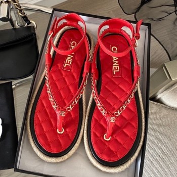 샤넬 CC 체인 램스킨 에스파듀 샌들