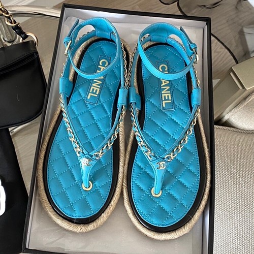 샤넬 CC 체인 램스킨 에스파듀 샌들