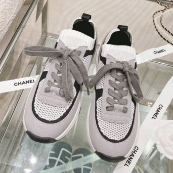 샤넬 CC로고 니트 스웨이드 스니커즈