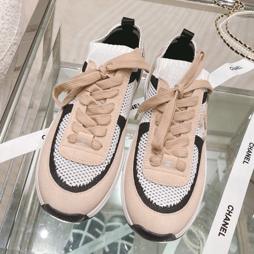 샤넬 CC로고 니트 스웨이드 스니커즈