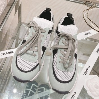 샤넬 CC로고 니트 스웨이드 스니커즈