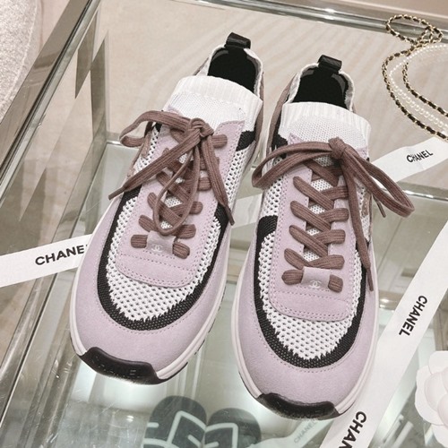 샤넬 CC로고 니트 스웨이드 스니커즈