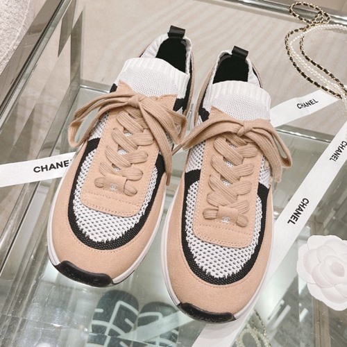 샤넬 CC로고 니트 스웨이드 스니커즈