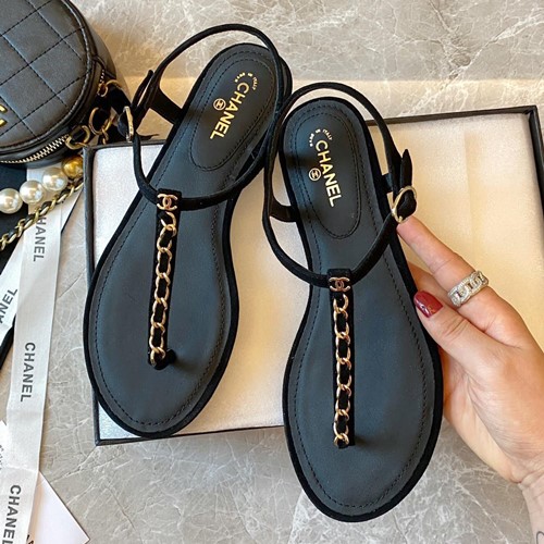 샤넬 CC로고 체인 스트랩 샌들