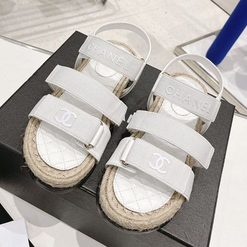 샤넬 CC로고 트위드 레더 에스파듀 플랫 샌들