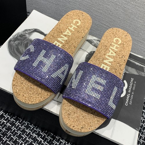 샤넬 C로고 코르크 웨지 슬리퍼뮬