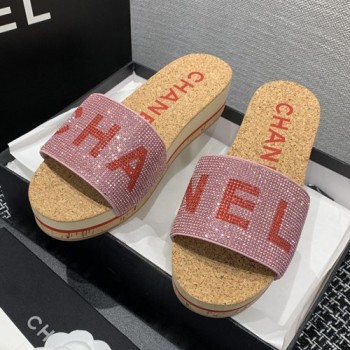 샤넬 C로고 코르크 웨지 슬리퍼뮬