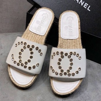 샤넬 C로고 큐빅 에스파듀 슬리퍼