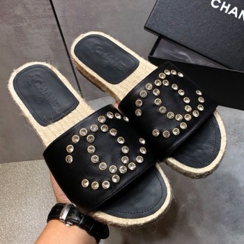 샤넬 C로고 큐빅 에스파듀 슬리퍼