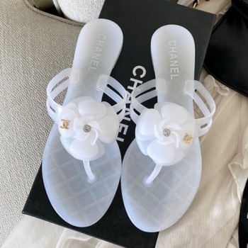 샤넬 까멜리아 코사지 젤리슈즈