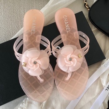 샤넬 까멜리아 코사지 젤리슈즈