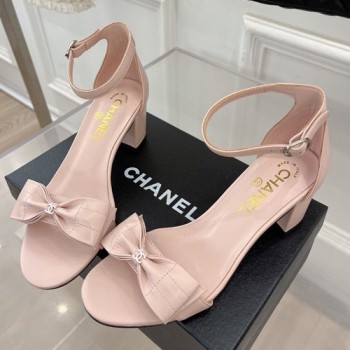 샤넬 리본 장식 오픈토 샌들