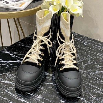 샤넬 스웨이드 스노우 니트 삭스 워커부츠