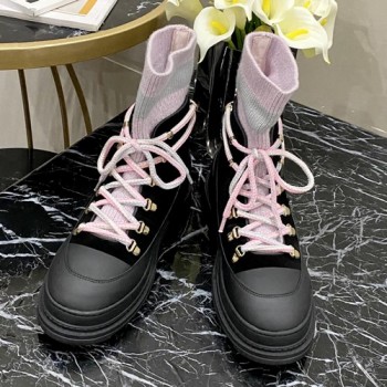 샤넬 스웨이드 스노우 니트 삭스 워커부츠