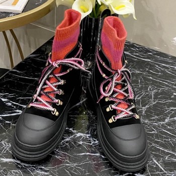 샤넬 스웨이드 스노우 니트 삭스 워커부츠