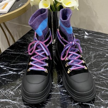 샤넬 스웨이드 스노우 니트 삭스 워커부츠