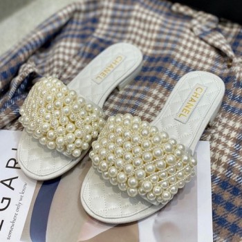 샤넬 진주 슬라이드 슬리퍼
