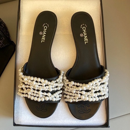 샤넬 진주 슬리퍼,뮬