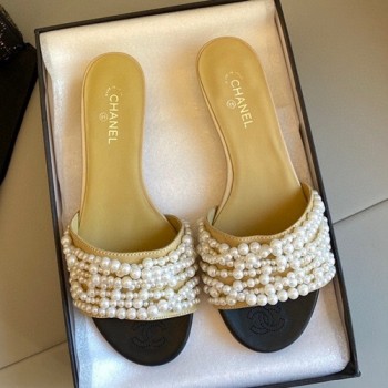 샤넬 진주 슬리퍼,뮬