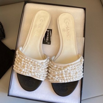 샤넬 진주 슬리퍼,뮬