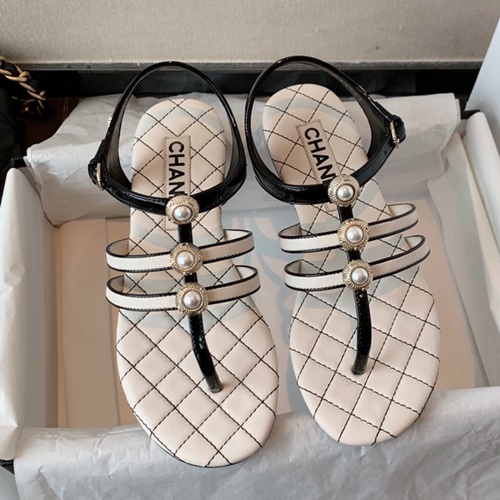 샤넬 진주 플립플랍 샌들