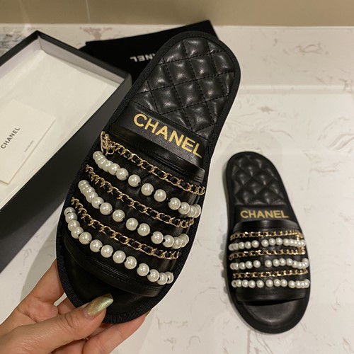 샤넬 체인 진주 슬리퍼