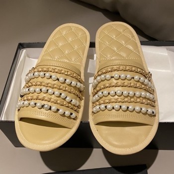 샤넬 체인 진주 슬리퍼