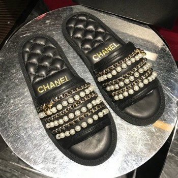 샤넬 체인 진주 슬리퍼