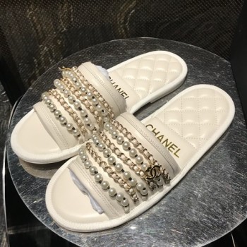 샤넬 체인 진주 슬리퍼
