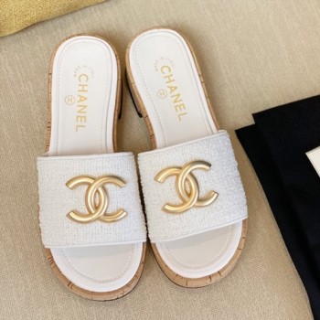 샤넬 트위드 슬리퍼,뮬