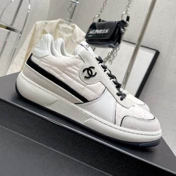 샤넬 패브릭 스웨이드 카프스킨 트레이너 스니커즈