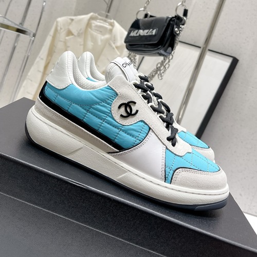 샤넬 패브릭 스웨이드 카프스킨 트레이너 스니커즈