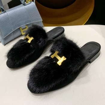 에르메스 H로고 밍크퍼 블로퍼