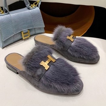 에르메스 H로고 밍크퍼 블로퍼