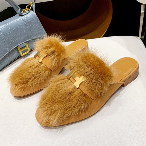 에르메스 H로고 밍크퍼 블로퍼