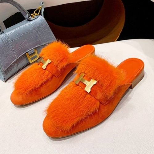 에르메스 H로고 밍크퍼 블로퍼