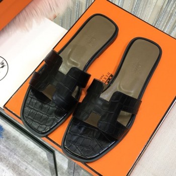 에르메스 오란 슬리퍼(악어패턴)